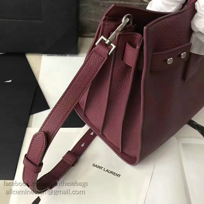 Saint Laurent Sac De Jour Souple Bag in Burgundy Grained Leather 464960