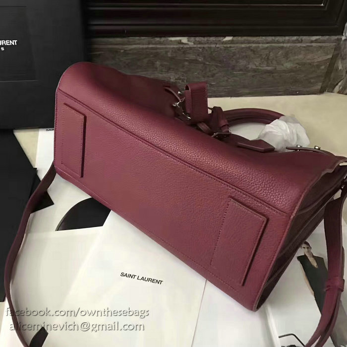 Saint Laurent Sac De Jour Souple Bag in Burgundy Grained Leather 464960