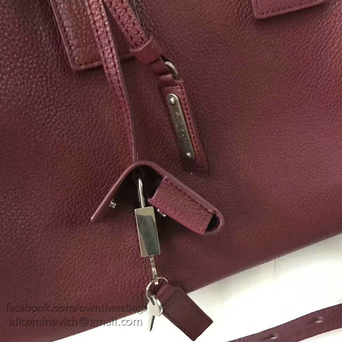 Saint Laurent Sac De Jour Souple Bag in Burgundy Grained Leather 464960