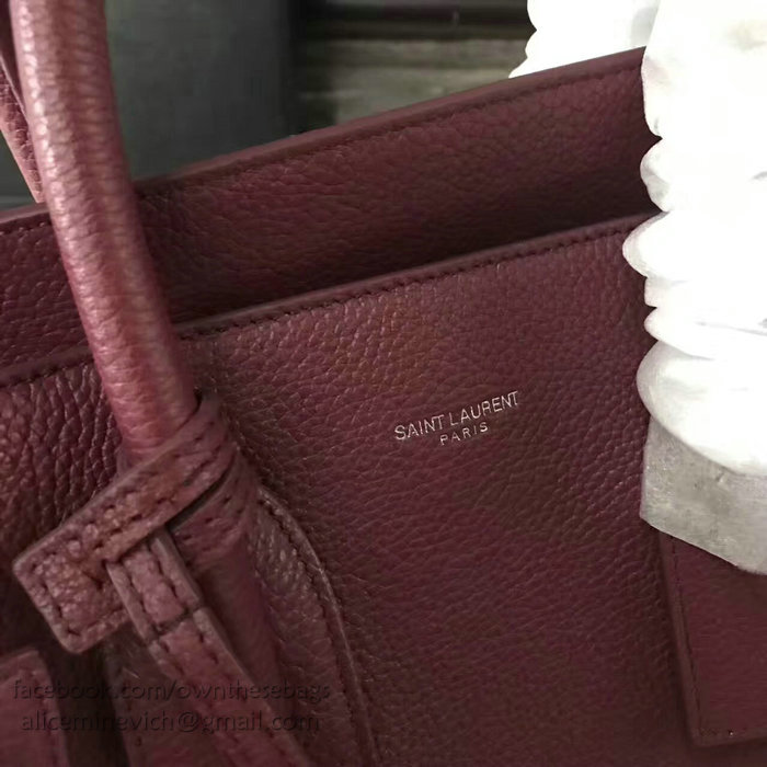 Saint Laurent Sac De Jour Souple Bag in Burgundy Grained Leather 464960