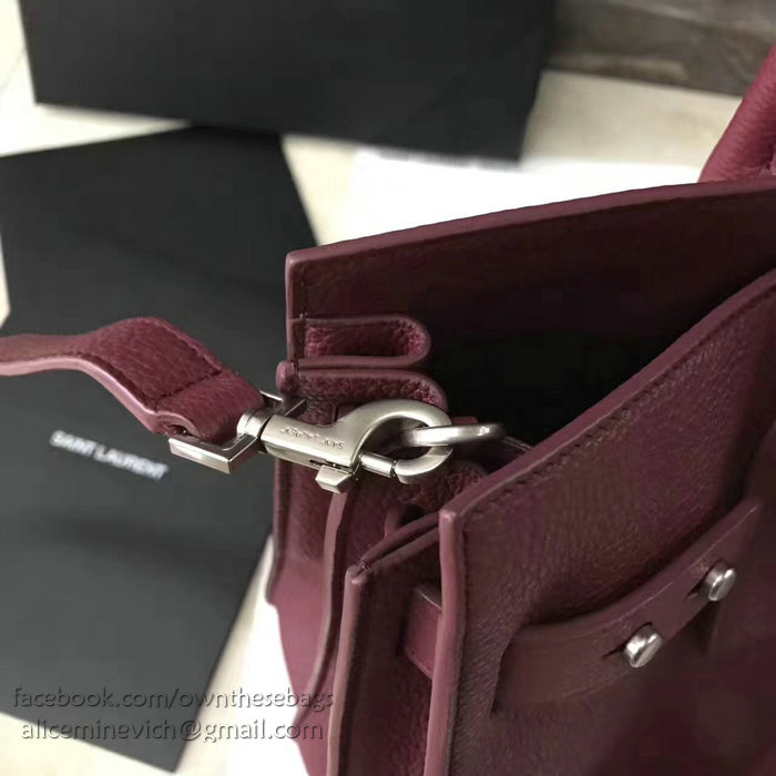 Saint Laurent Sac De Jour Souple Bag in Burgundy Grained Leather 464960