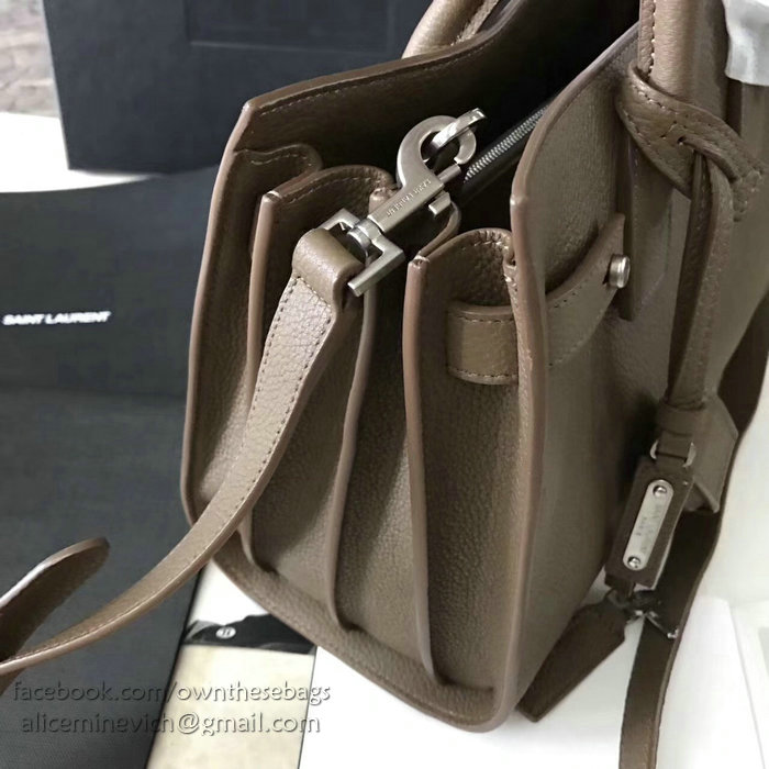 Saint Laurent Sac De Jour Souple Bag in Khaki Grained Leather 464960