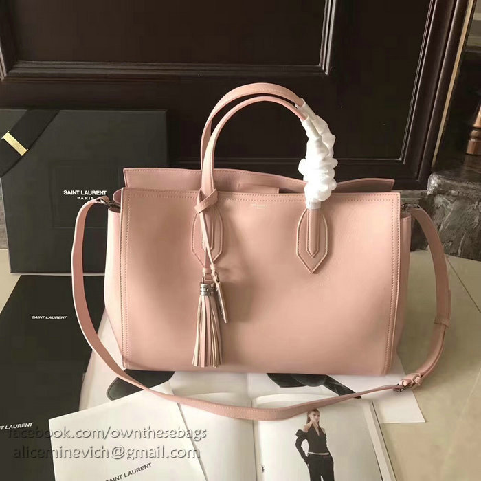 Saint Laurent Calfskin Cabas Tote Bag Pink 464229