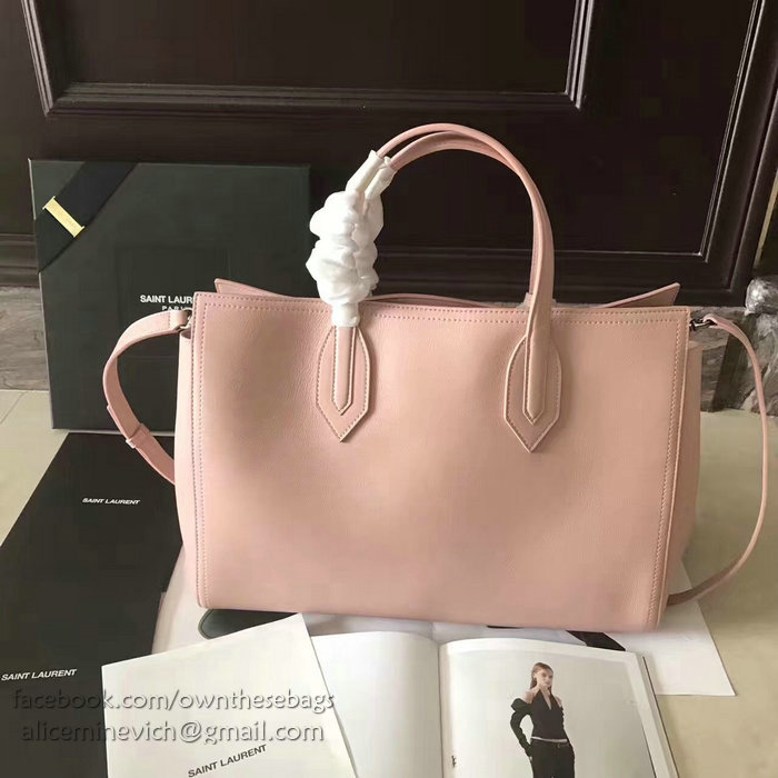 Saint Laurent Calfskin Cabas Tote Bag Pink 464229