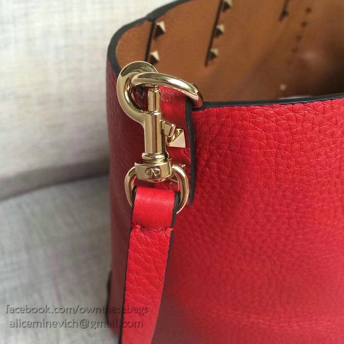 Valentino Guitar Rockstud Rolling Double Reversible Tote Red 102320