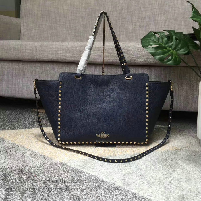 Valentino Rockstud Blue Medium Tote Bag V1125