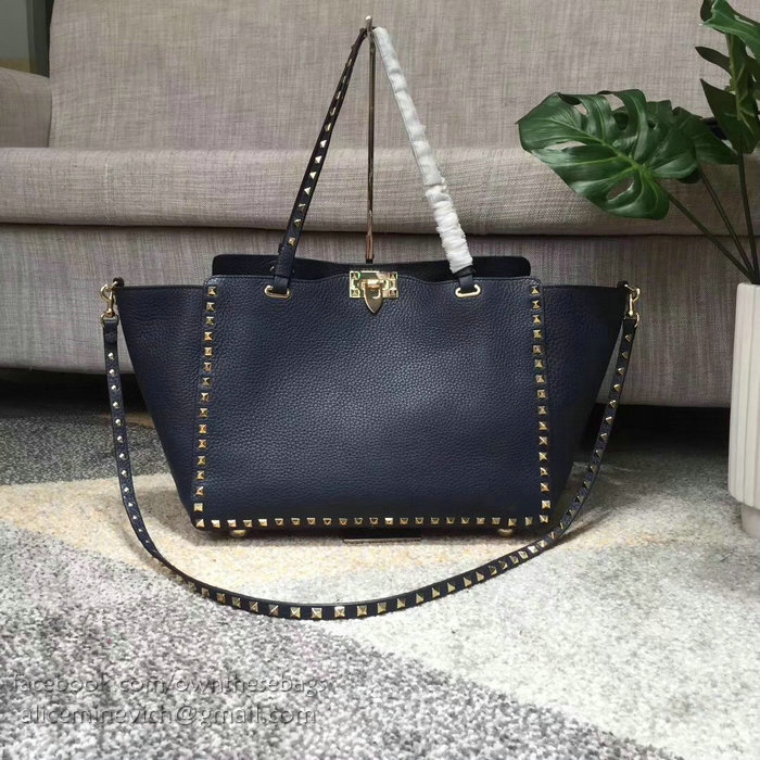 Valentino Rockstud Blue Medium Tote Bag V1125