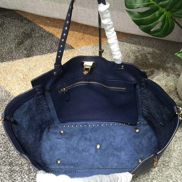 Valentino Rockstud Blue Medium Tote Bag V1125