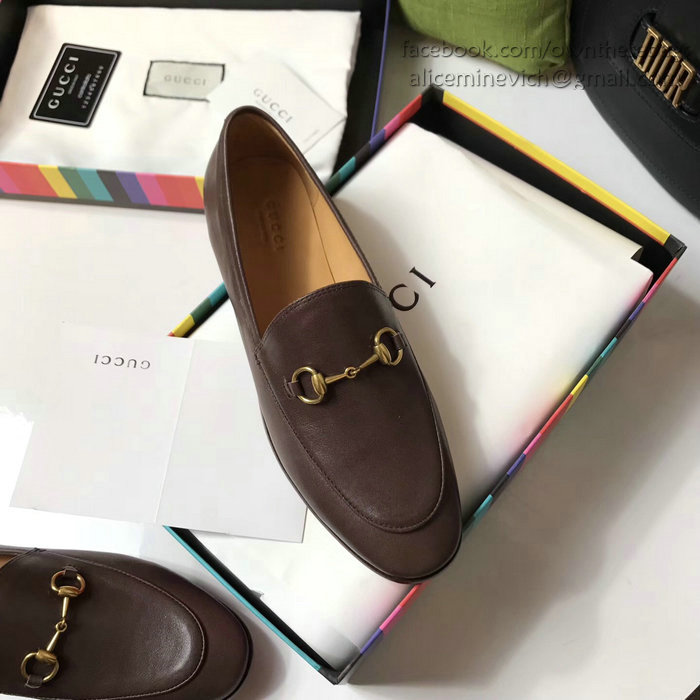 Gucci Calfskin Leather Loafers Brown GS01