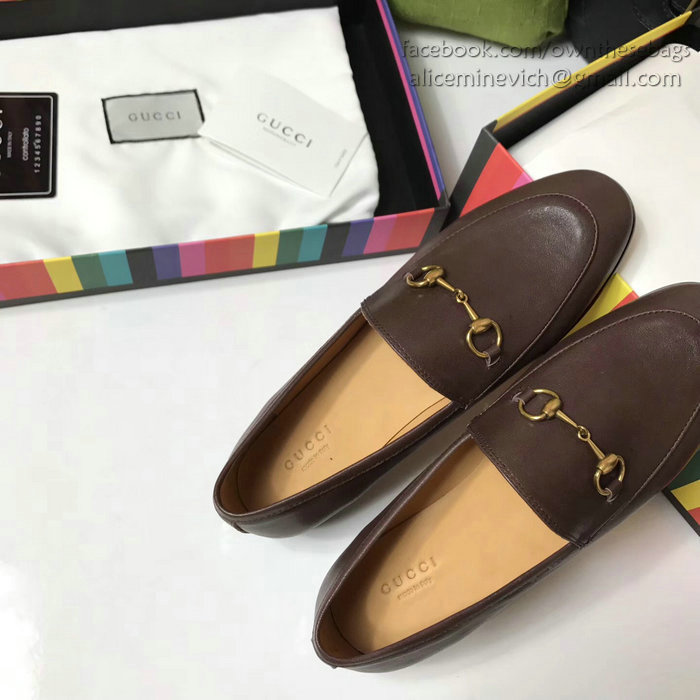 Gucci Calfskin Leather Loafers Brown GS01