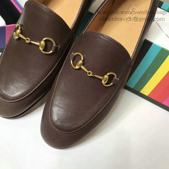 Gucci Calfskin Leather Loafers Brown GS01