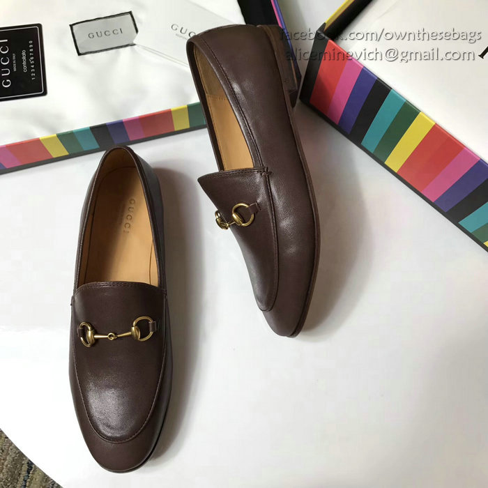 Gucci Calfskin Leather Loafers Brown GS01