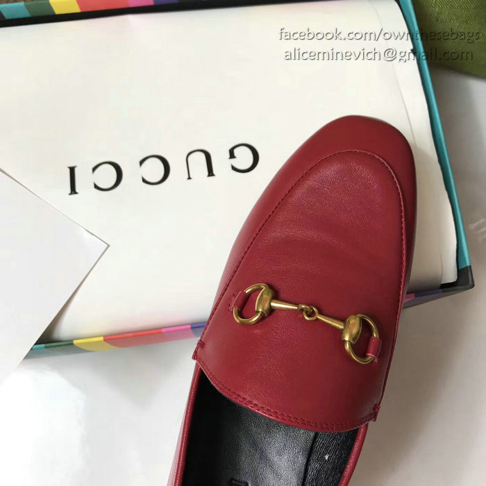 Gucci Calfskin Leather Loafers Red GS02