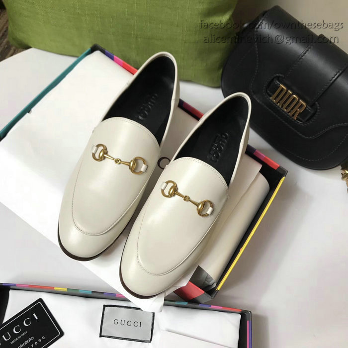 Gucci Calfskin Leather Loafers White GS02