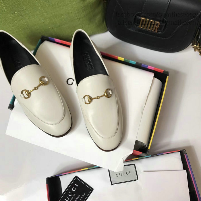 Gucci Calfskin Leather Loafers White GS02