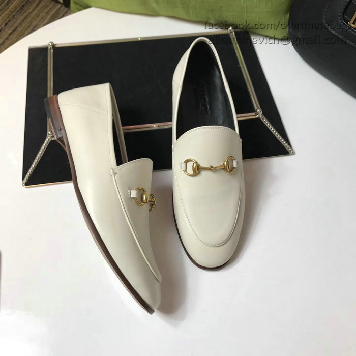 Gucci Calfskin Leather Loafers White GS02