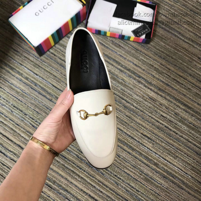 Gucci Calfskin Leather Loafers White GS02