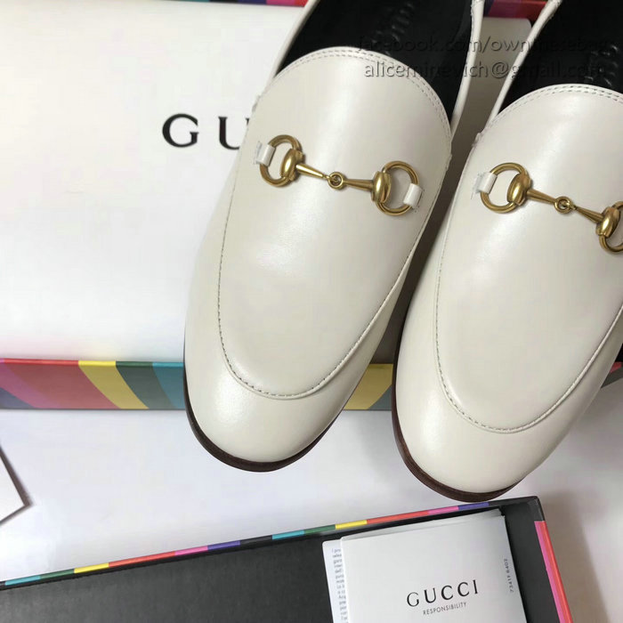 Gucci Calfskin Leather Loafers White GS02