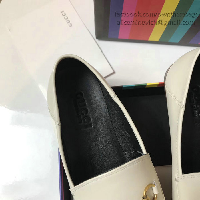 Gucci Calfskin Leather Loafers White GS02