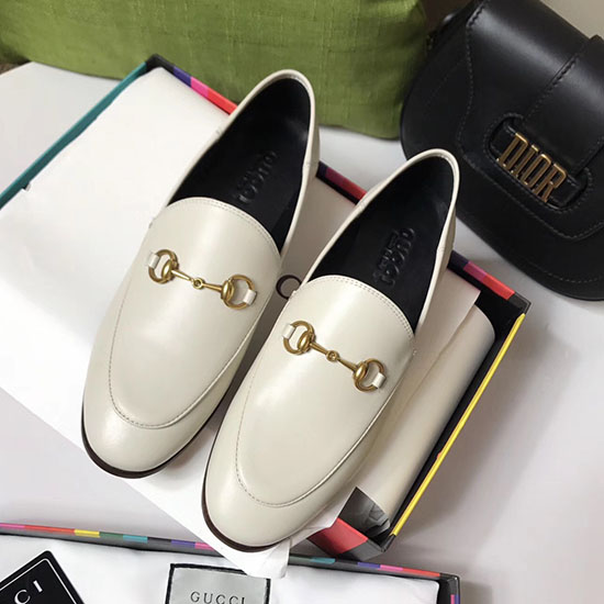 Gucci Calfskin Leather Loafers White GS02