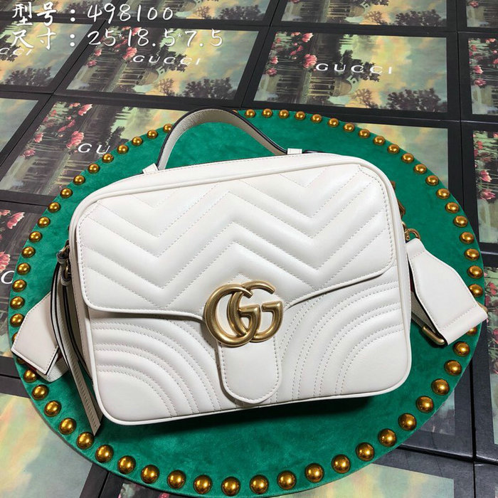 Gucci GG Marmont Small Shoulder Bag White 498100