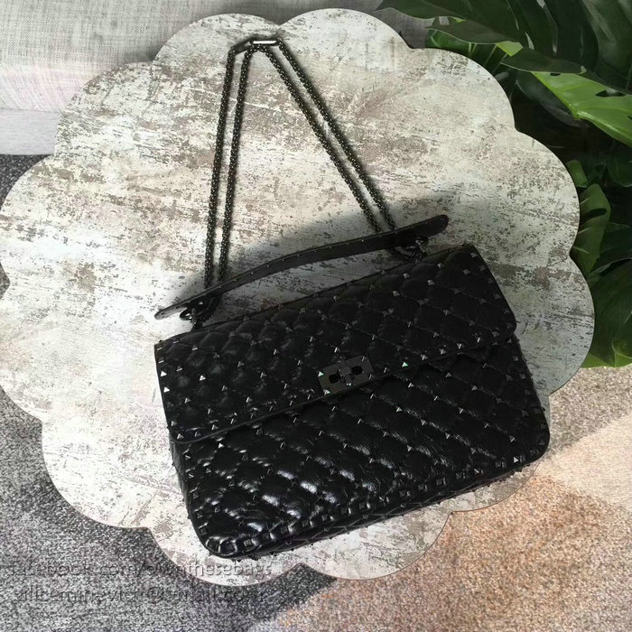 Valentino Garavani Rockstud Spike Bag Black Lambskin V1105