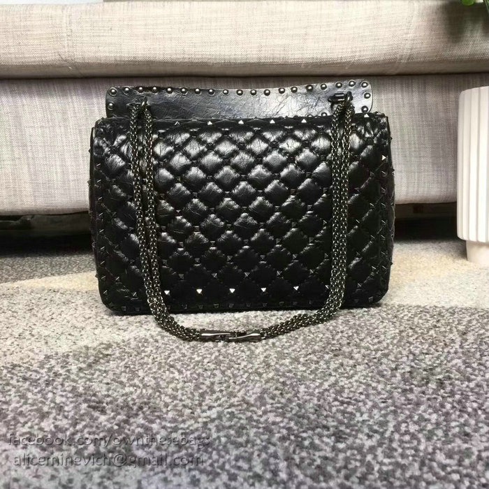 Valentino Garavani Rockstud Spike Bag Black Lambskin V1105