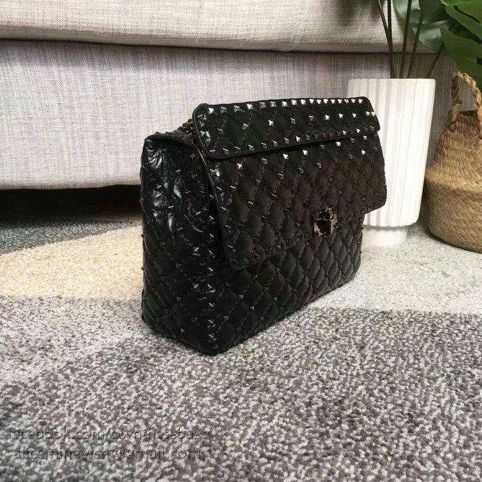 Valentino Garavani Rockstud Spike Bag Black Lambskin V1105