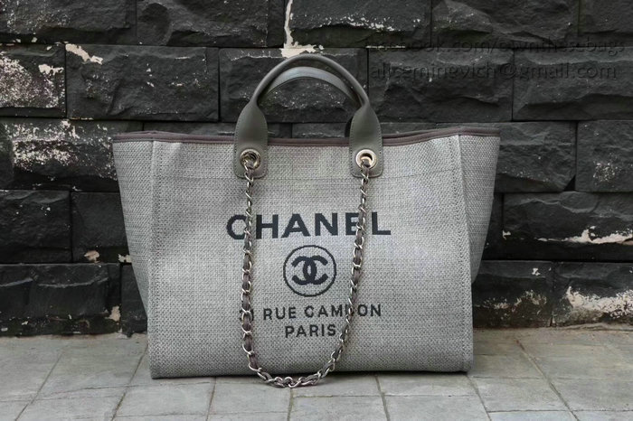 Chanel Grey Canvas Large Deauville Shopping Bag A68046