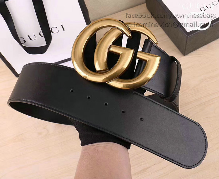 Gucci Wide leather belt with Double G 453265