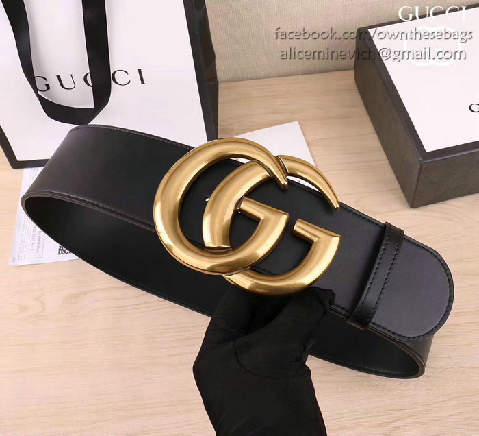 Gucci Wide leather belt with Double G 453265