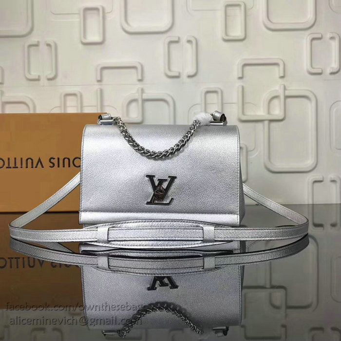 Louis Vuitton Calf Leather Lockme II BB Silver M51200