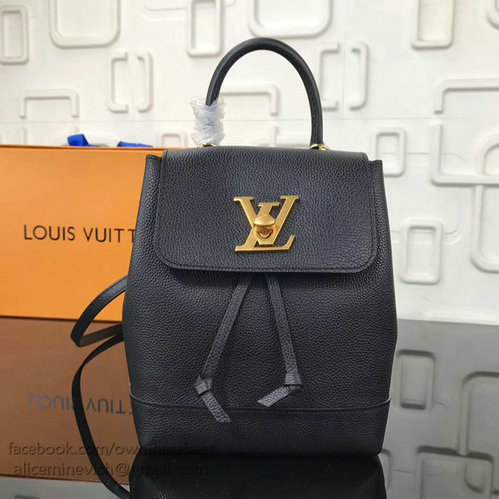 Louis Vuitton Soft Calfskin Lockme Backpack Mini Black M54573