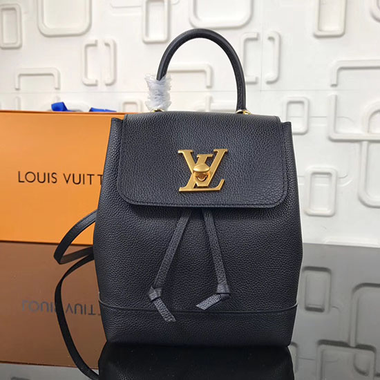 Louis Vuitton Soft Calfskin Lockme Backpack Mini Black M54573