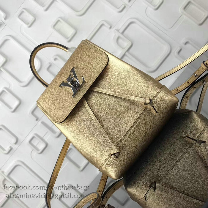 Louis Vuitton Soft Calfskin Lockme Backpack Mini Gold M54573