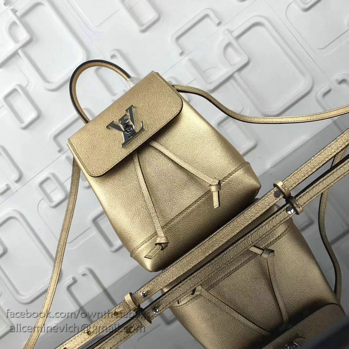 Louis Vuitton Soft Calfskin Lockme Backpack Mini Gold M54573