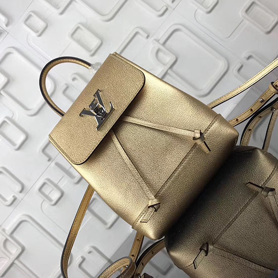 Louis Vuitton Soft Calfskin Lockme Backpack Mini Gold M54573