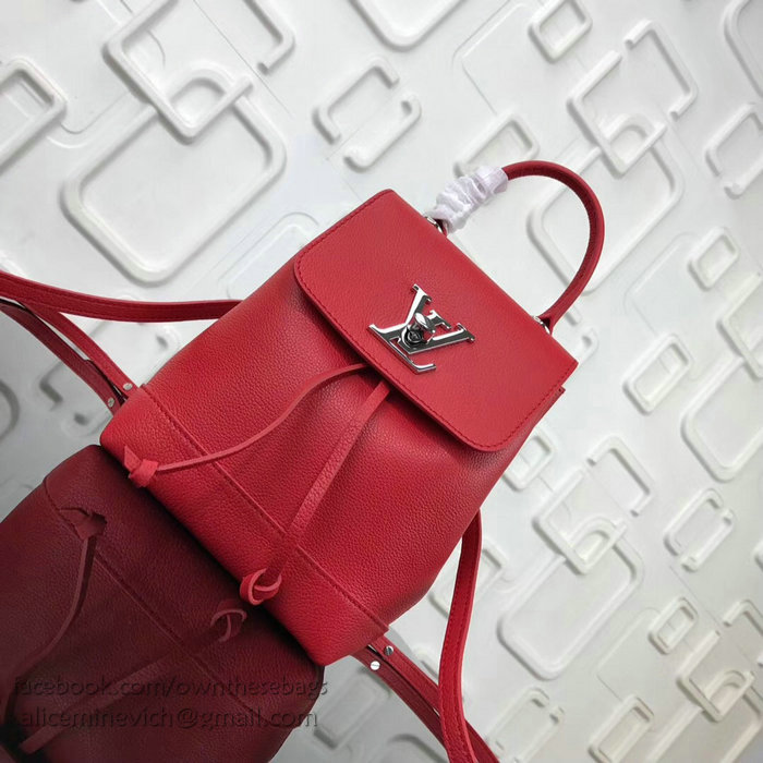 Louis Vuitton Soft Calfskin Lockme Backpack Mini Red M54573