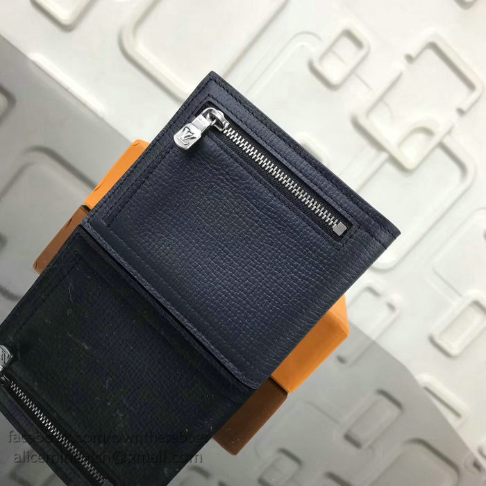 Louis Vuitton Utah Calfskin Compact Wallet Bleu Marine M64136