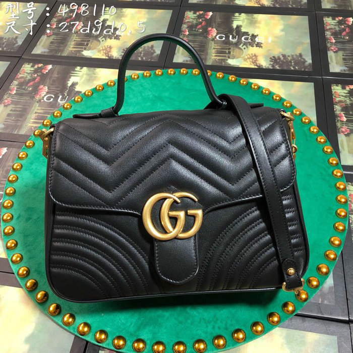 Gucci GG Marmont Small Top Handle Bag Black 498110