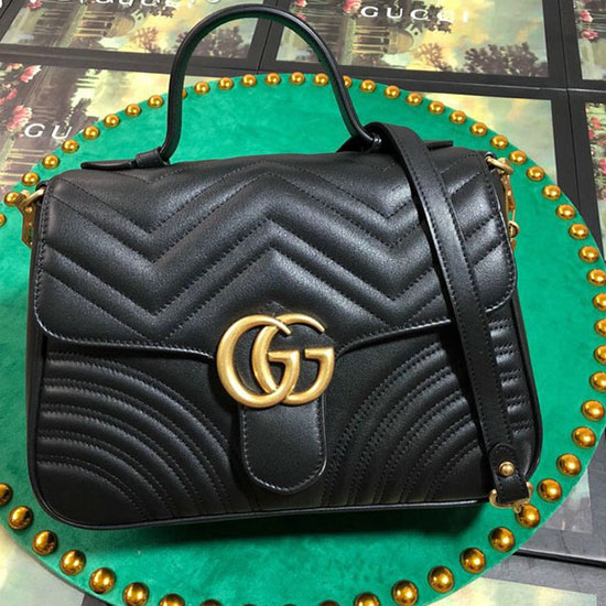 Gucci GG Marmont Small Top Handle Bag Black 498110