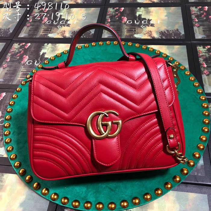 Gucci GG Marmont Small Top Handle Bag Red 498110