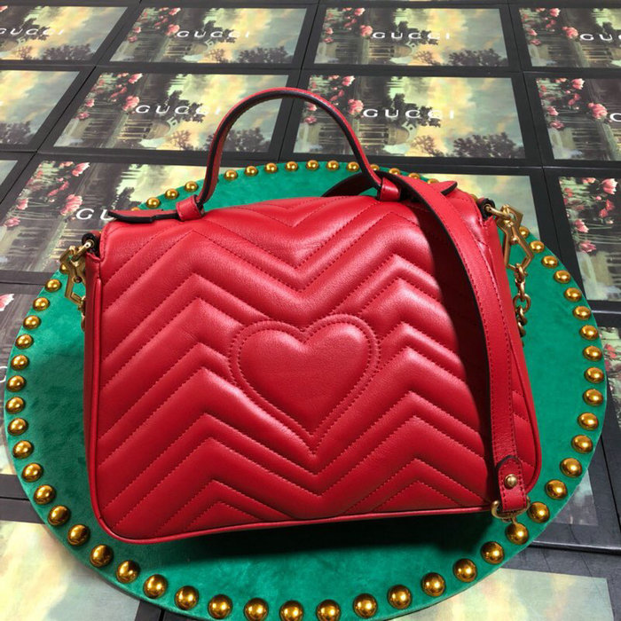 Gucci GG Marmont Small Top Handle Bag Red 498110