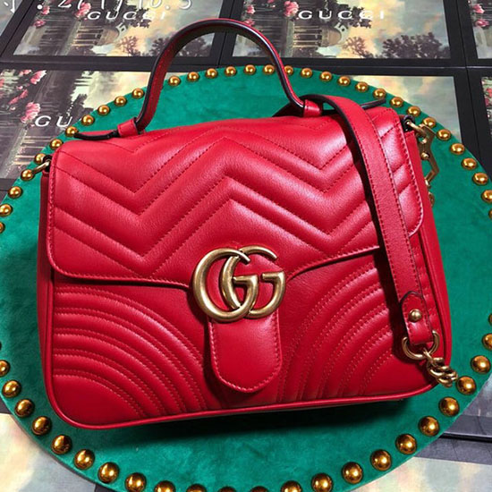 Gucci GG Marmont Small Top Handle Bag Red 498110