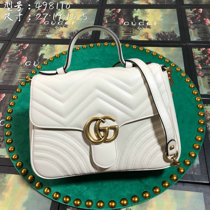 Gucci GG Marmont Small Top Handle Bag White 498110