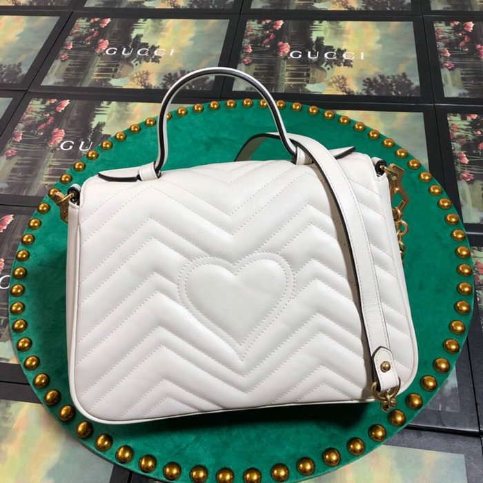 Gucci GG Marmont Small Top Handle Bag White 498110