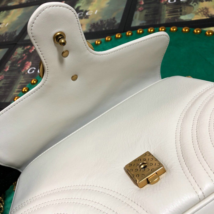 Gucci GG Marmont Small Top Handle Bag White 498110