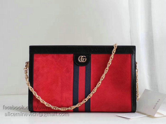 Gucci Ophidia Medium Red Suede Shoulder Bag 503876