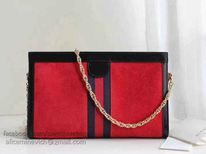 Gucci Ophidia Medium Red Suede Shoulder Bag 503876