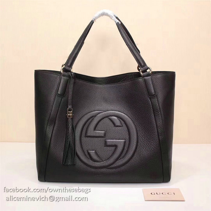 Gucci Soho Leather Medium Tote Bag Black 282309